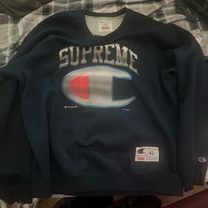 Supreme x champion chrome crewneck XL